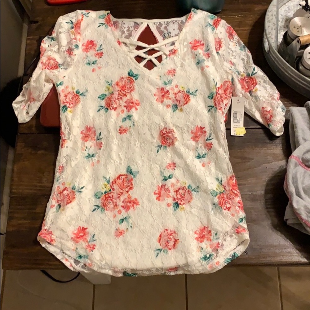 Lace floral t shirt